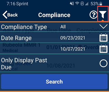 Compliance Screen Compliance Screen