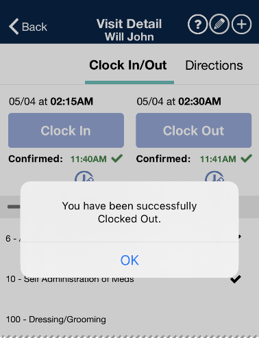 Clock Out – Visit 2 Clock Out – Visit 2