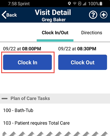 Clock In/Out Tab Clock In/Out Tab