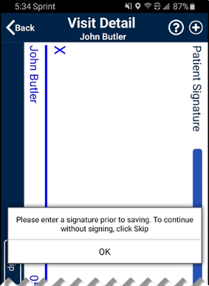 Skip Signature Enabled Alert Skip Signature Enabled Alert