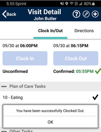 Clock Out Confirmation Clock Out Confirmation