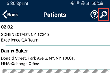 Search Icon on the Patient Page Search Icon on the Patient Page