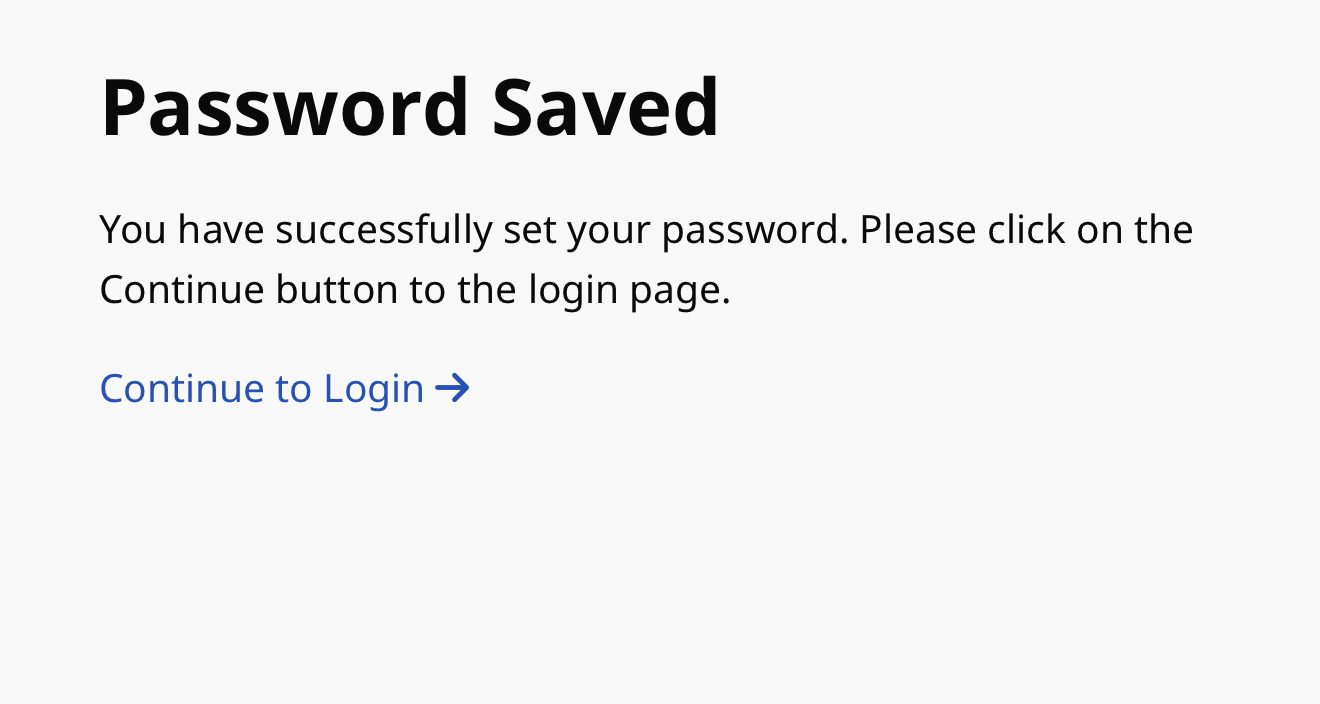 Password Saved Success Password Saved Success message