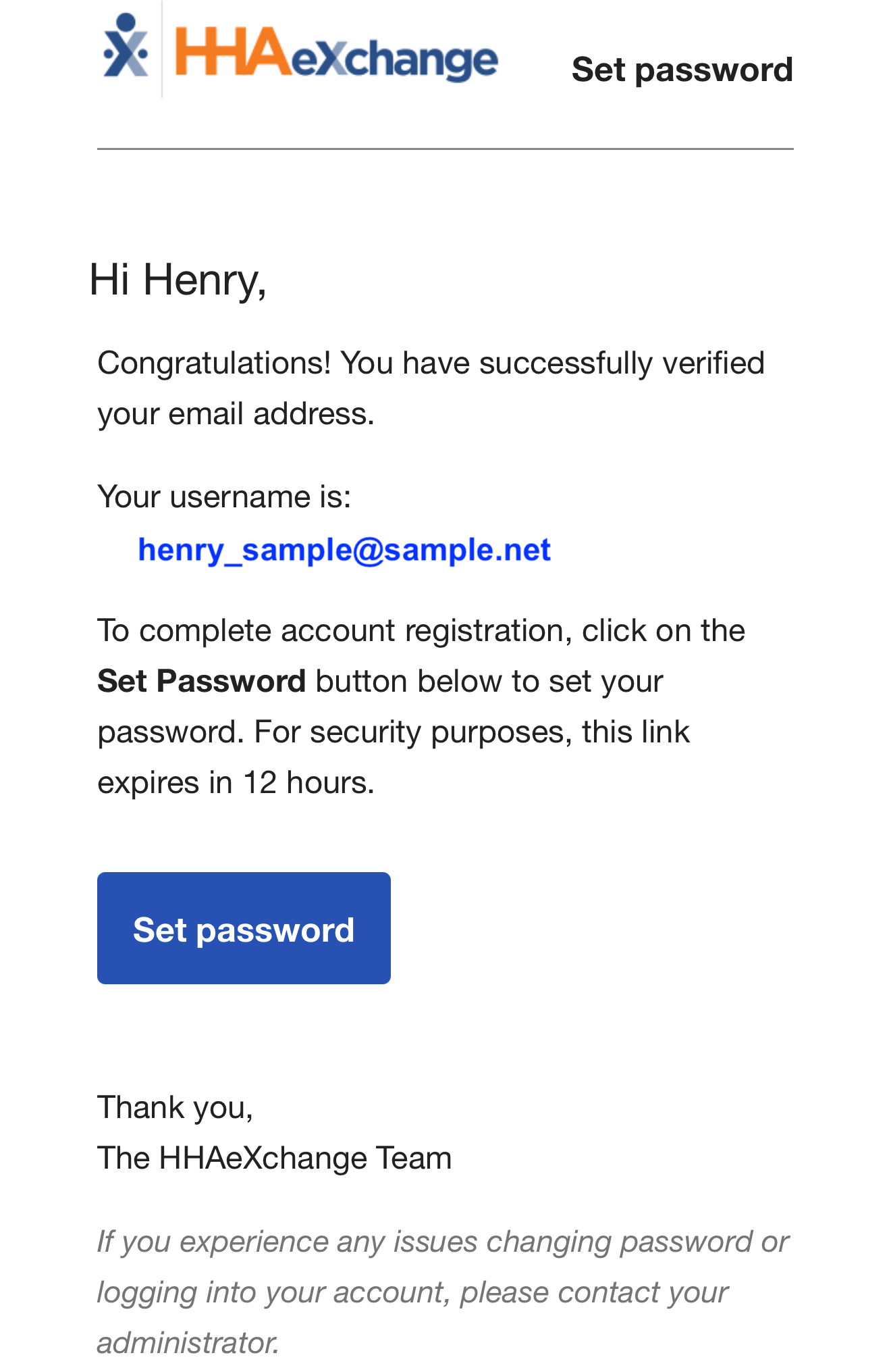 Set Password Email Set password email with set password button