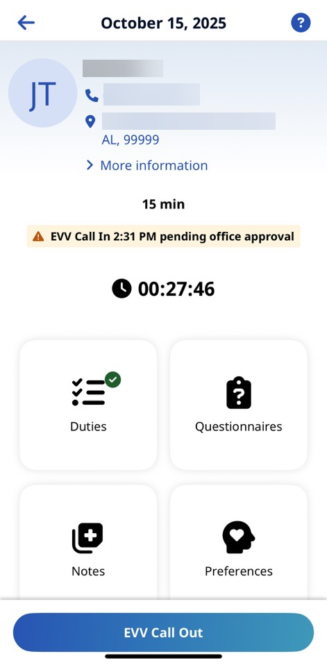 Daily Variable Visit 15 Minutes Remaining Alert Daily Variable Visit 15 Minutes Reamining Alert highlighted
