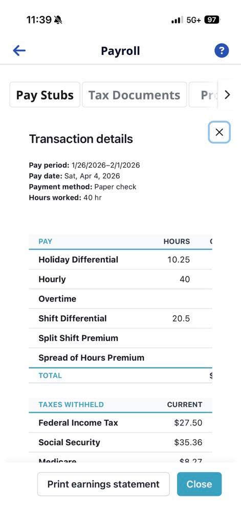 Pay Stubs Payroll Pay Stubs Feature location on the Mobile app