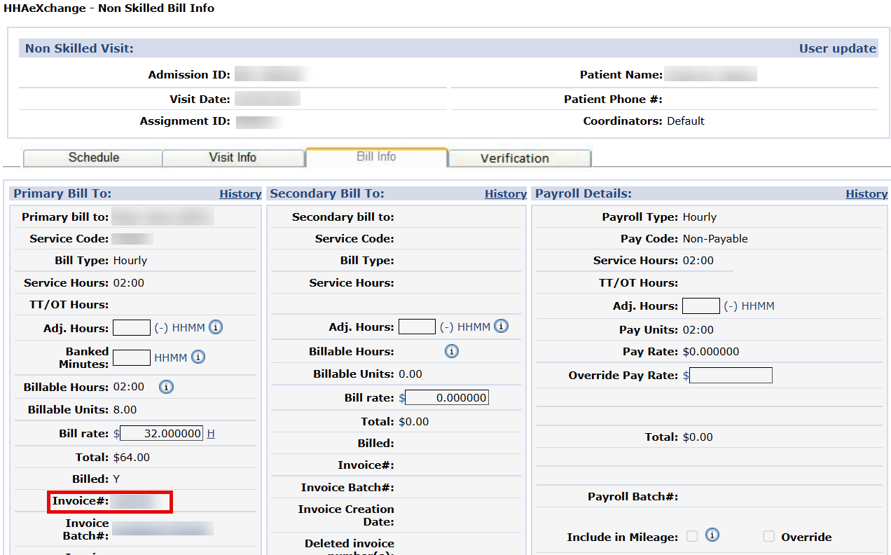 Bill Info Tab