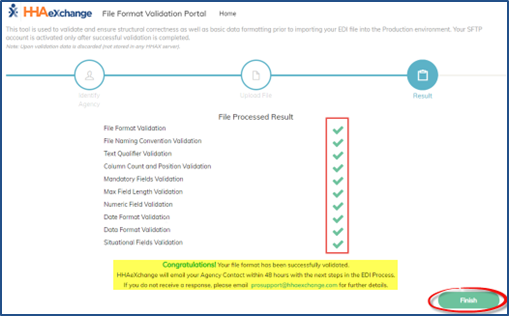 Results Page - File Successfully Validated