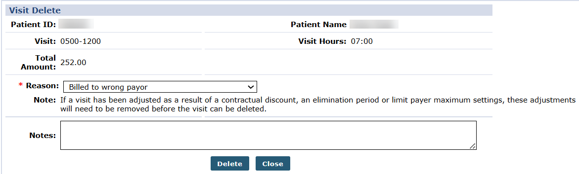 Visit Delete Window