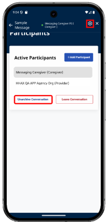 Gear Icon & Unarchive Conversations Button