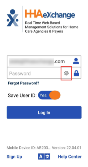 Biometric Login Available