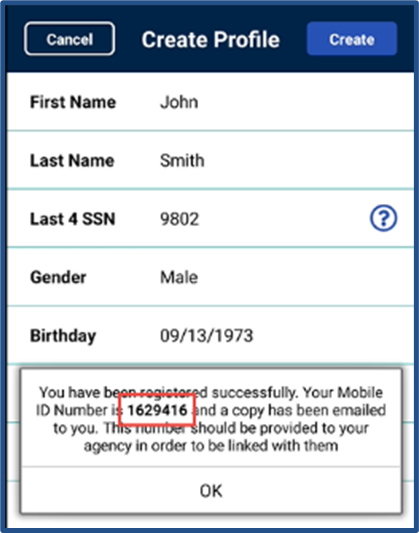 Create Profile Mobile ID