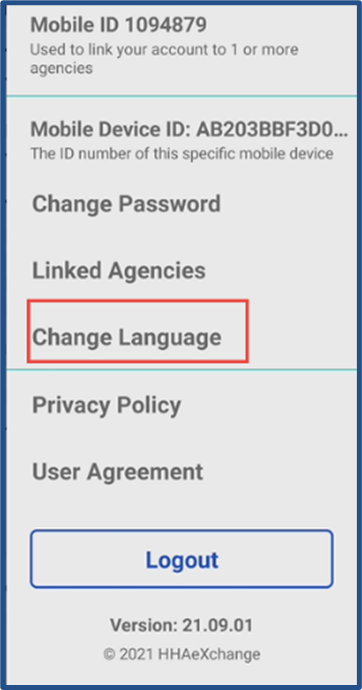 Change Language Option