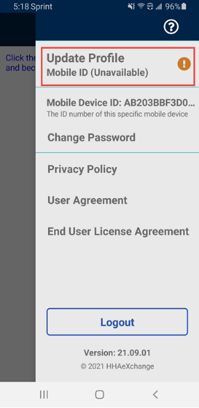 Update Profile - Mobile ID unavailable