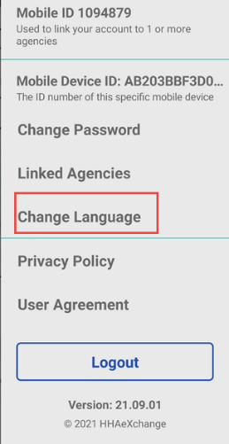 Change Language Option