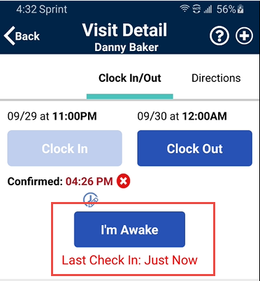 Mobile App: I’m Awake Button
