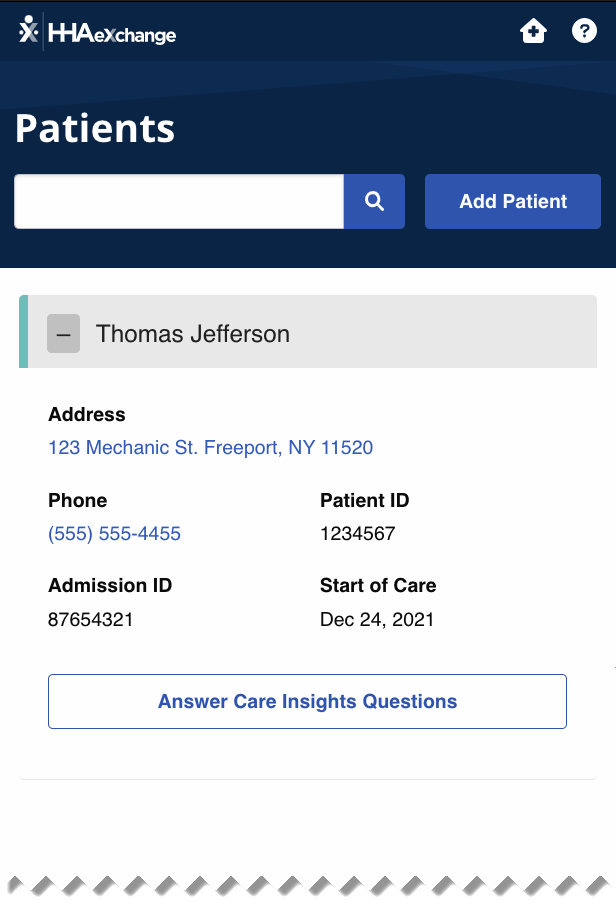 Partial image of the Patients page