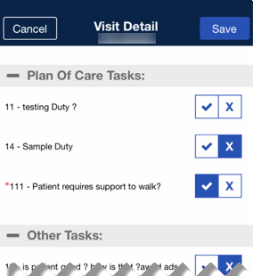 POC Tasks Displayed for Unscheduled Visit