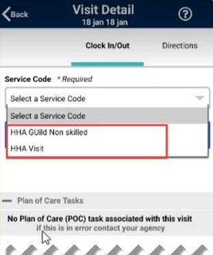 Selecting a Service Code for an Unscheduled Visit