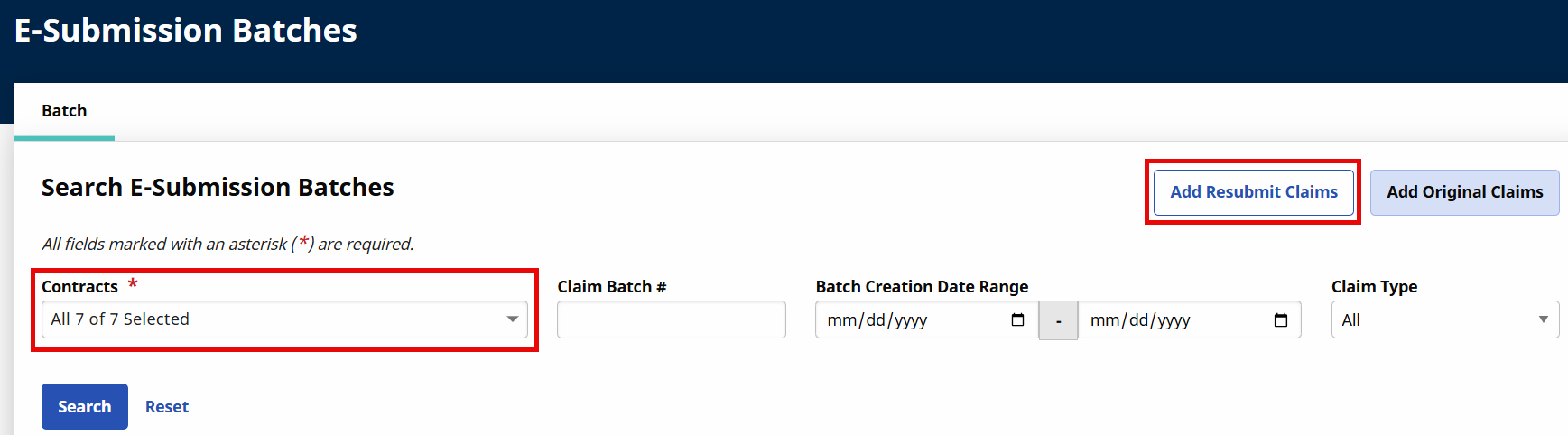E-Submission Batches Feature