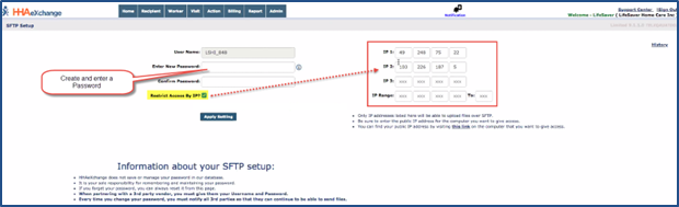 SFTP Setup Page