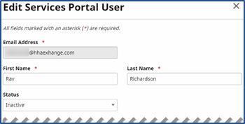 Edit Services Portal User Edit Services Portal User