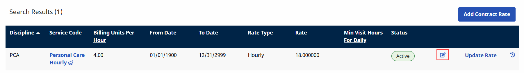 Contract Setup Billing Rates Tab Contract Setup Billing Rates Tab