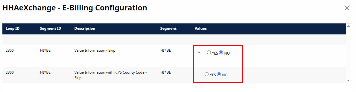 Set HI*BE Segments values to No Set HI*BE Segments values to No