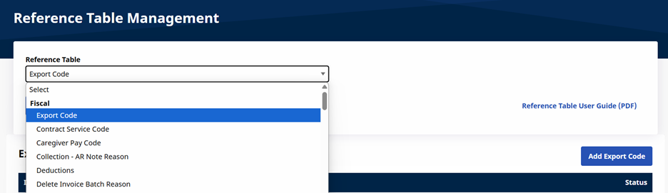 Export Code in Reference Table Management Export Code in Reference Table Management