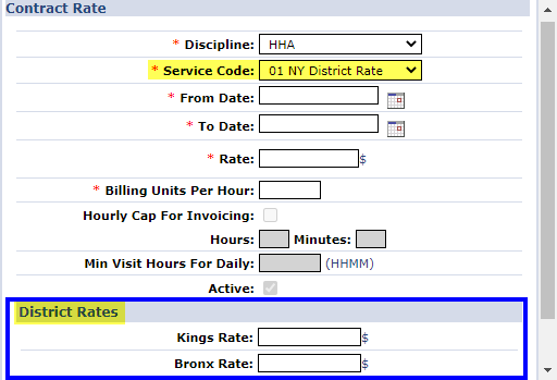 Adding a New Rate: Contract Rate Window/District Rates Adding a New Rate: Contract Rate Window/District Rates