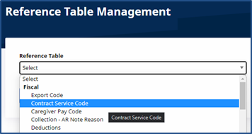 Select Contract Service Code Select Contract Service Code