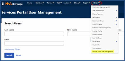 Go to Services Portal User Management Go to Services Portal User Management