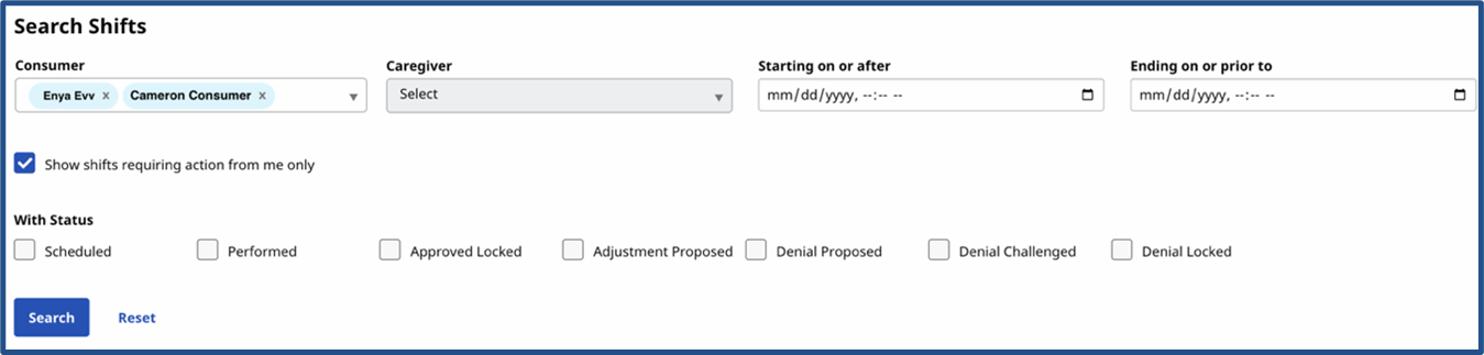 Search Shifts Options Search Shifts Options