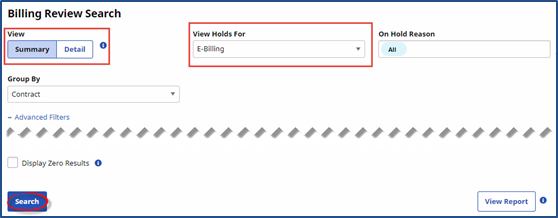 Billing Review Search Billing Review Search