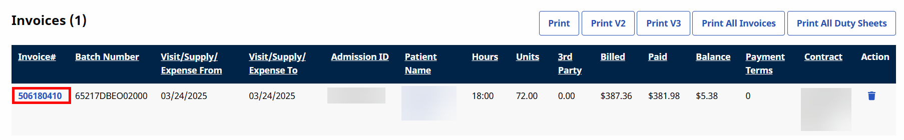 Invoices in a Batch Invoices in a Batch