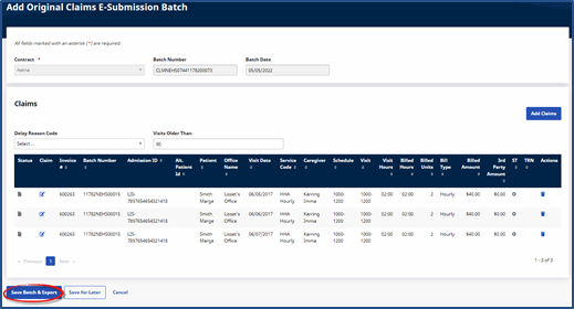 Add Original Claims E-Submission Batch Add Original Claims E-Submission Batch