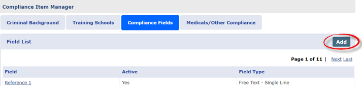Adding Compliance Fields Adding Compliance Fields