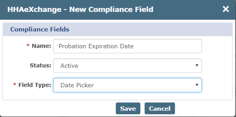 New Compliance Field Example New Compliance Field Example