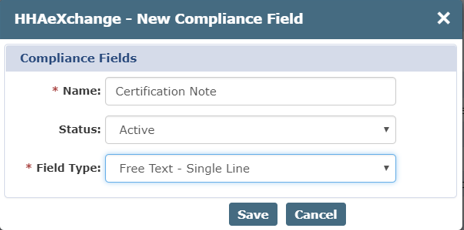 New Compliance Field Example New Compliance Field Example