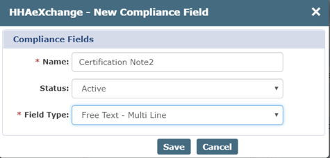 New Compliance Field Example New Compliance Field Example