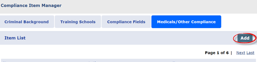 Adding Medicals/Other Compliance Adding Medicals/Other Compliance