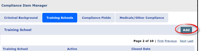 Adding a Training School Adding a Training School