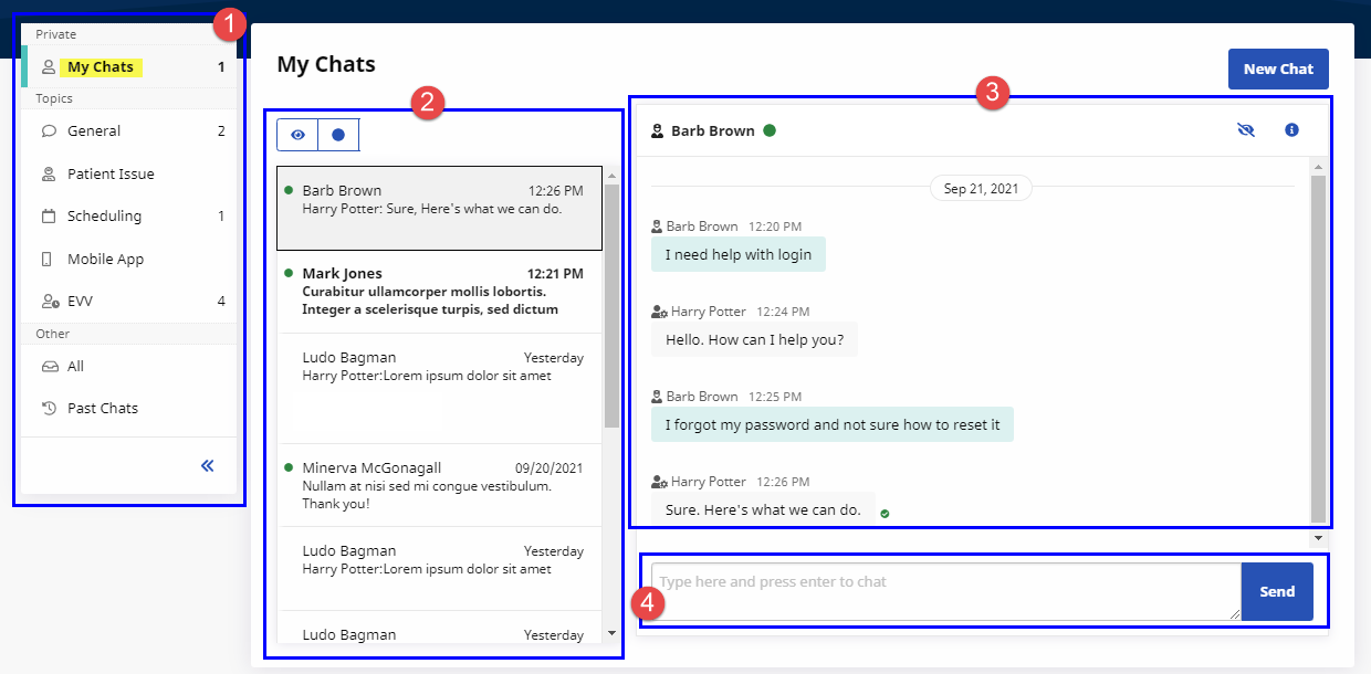 Caregiver Chat Page: MyChats Caregiver Chat Page: MyChats