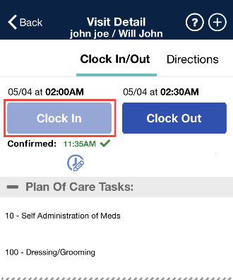 Confirmed Clock In Confirmed Clock In