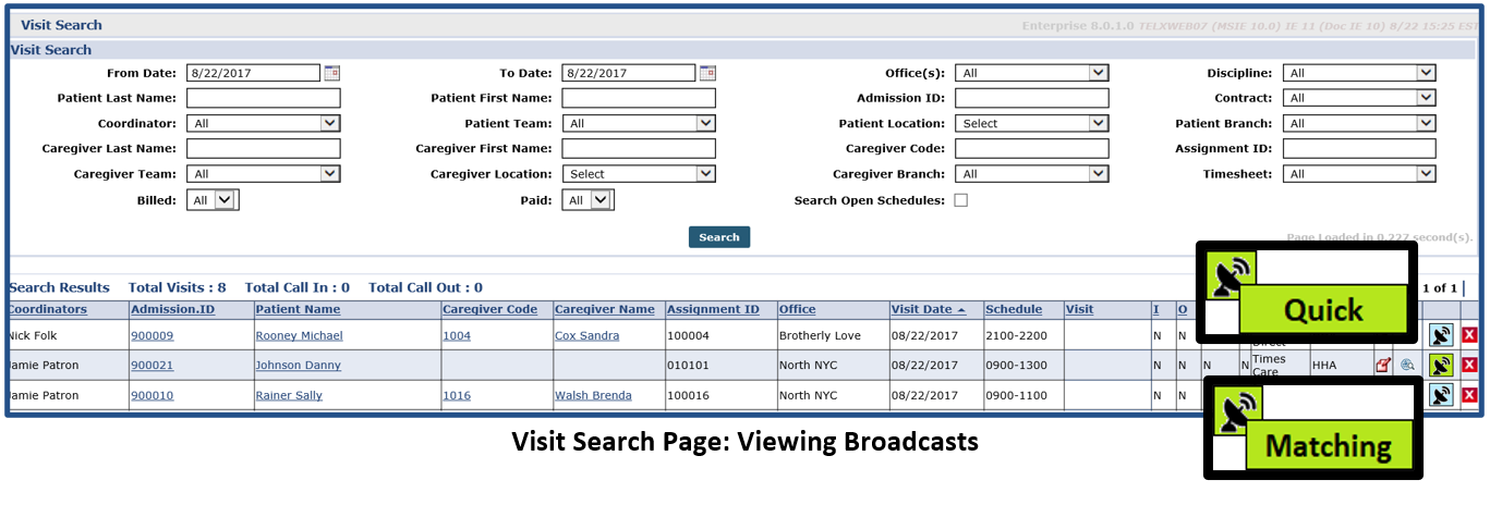 Visit Search Page: View Broadcasts Graphical user interface, application
Description automatically generated