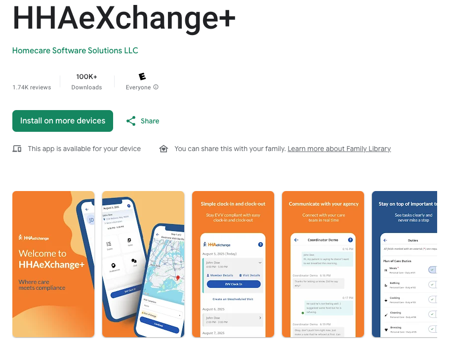 HHAeXchange+ app in Google Play HHAeXchange+ app in Google Play