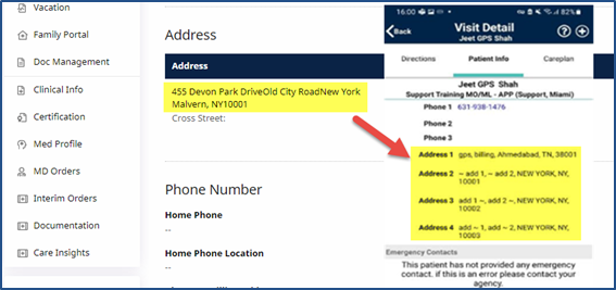 Patient Multi-Address on Mobile App Patient Multi Address on Mobile App