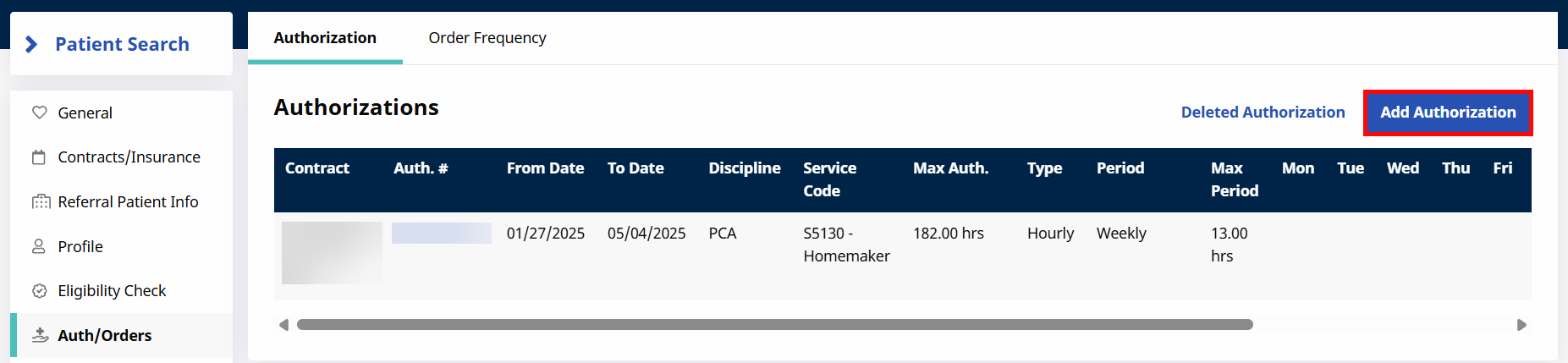 Adding a Patient Authorization Adding a Patient Authorization