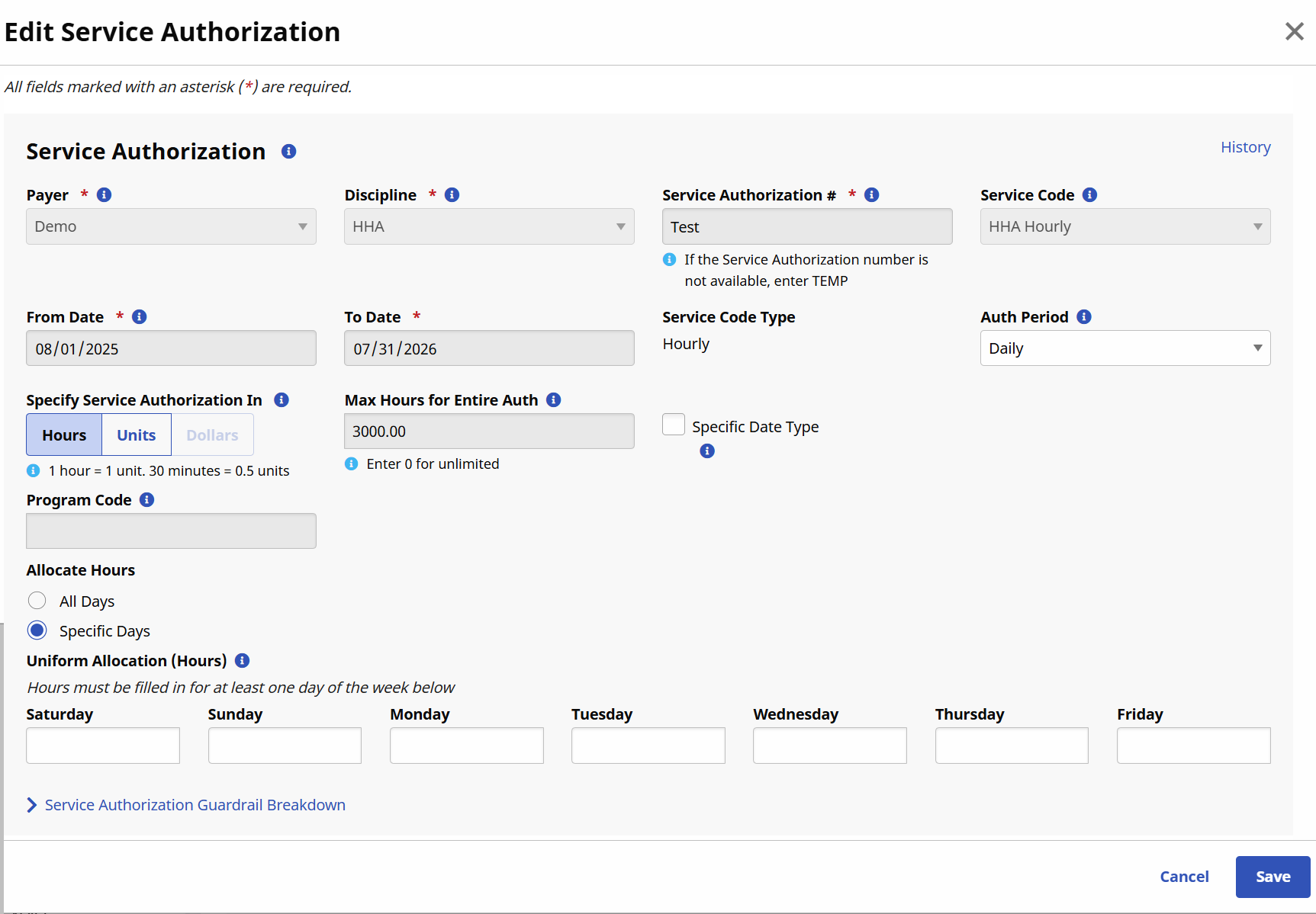 Unified Allocation (Hours) feature on an Authorization Unified Allocation (Hours) feature on an Authorization