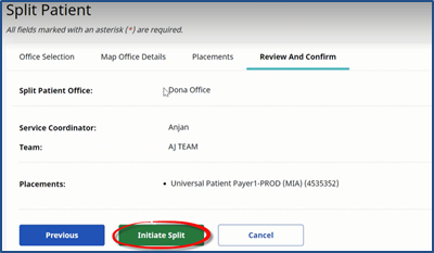 Split Patient - Review and Confirm Split Patient - Review and Confirm
